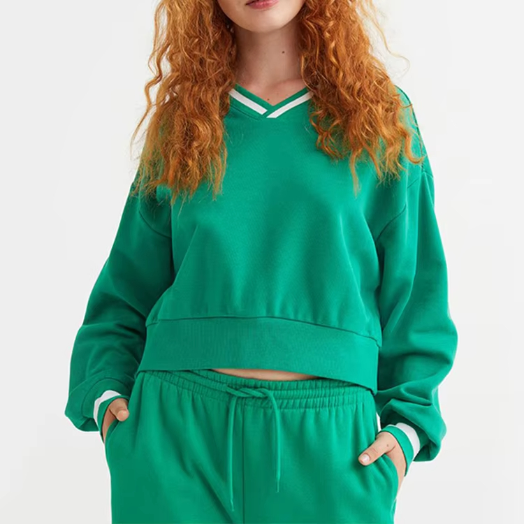 Fabricante de Alta Calidad Ropa de Mujer de Moda Sudadera con Cuello en V Jersey Relajado Informal