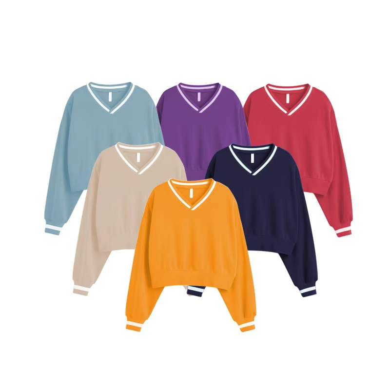 Fabricante de Alta Calidad Ropa de Mujer de Moda Sudadera con Cuello en V Jersey Relajado Informal