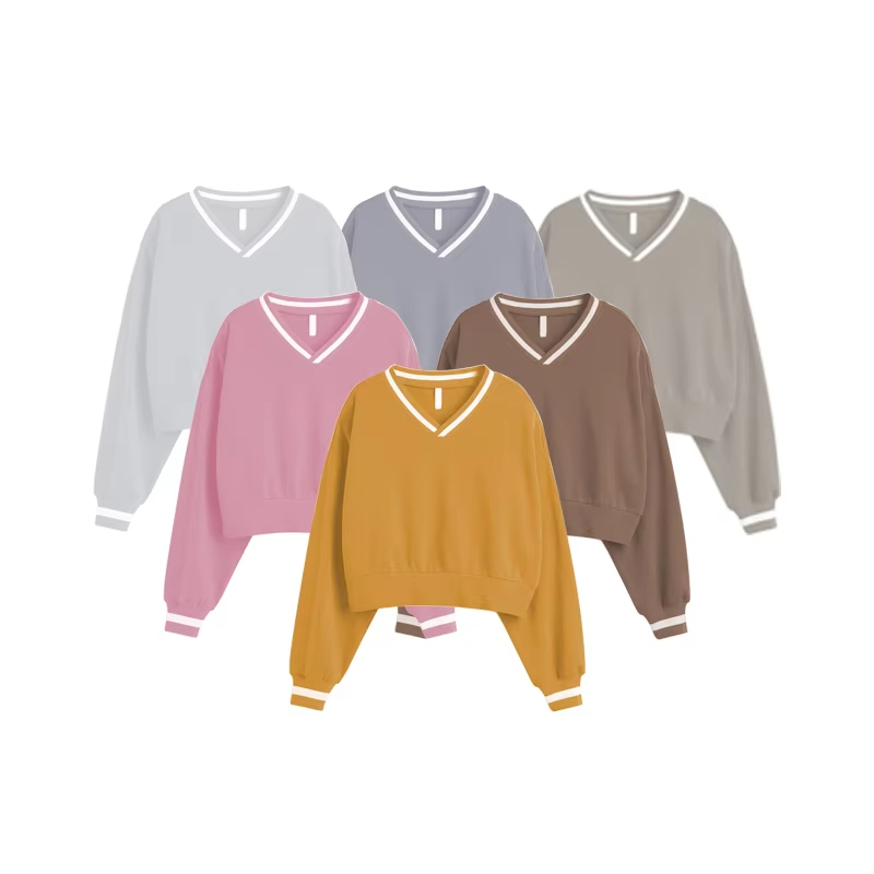Fabricante de Alta Calidad Ropa de Mujer de Moda Sudadera con Cuello en V Jersey Relajado Informal