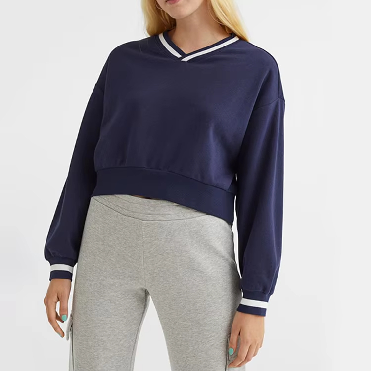 Fabricante de Alta Calidad Ropa de Mujer de Moda Sudadera con Cuello en V Jersey Relajado Informal