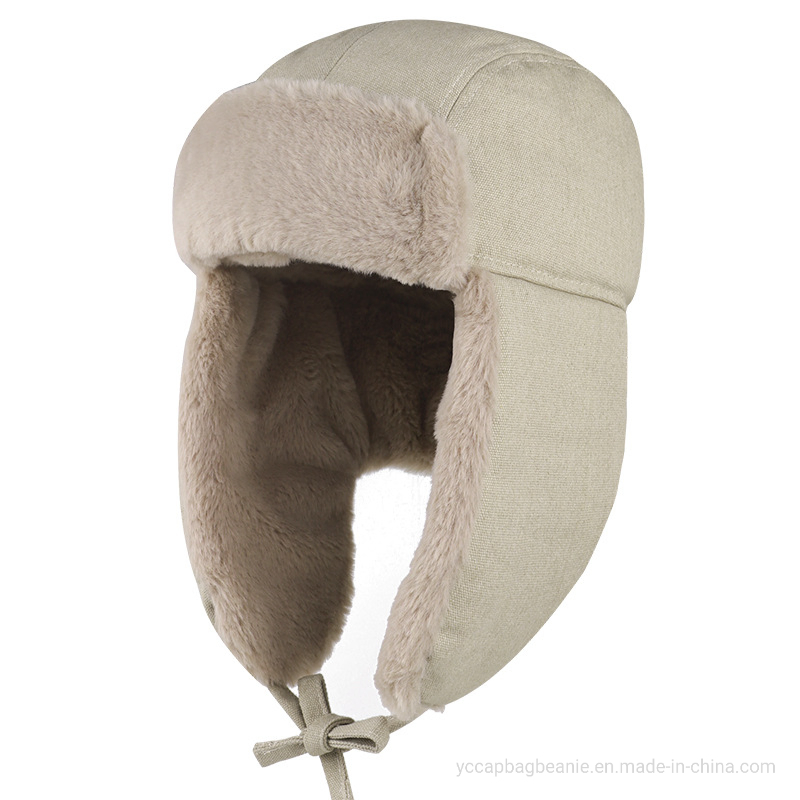 Sombrero de Invierno para Hombre con Logotipo Personalizado de Piel de Trampero de Cuero de Invierno Divertido Para Hombre