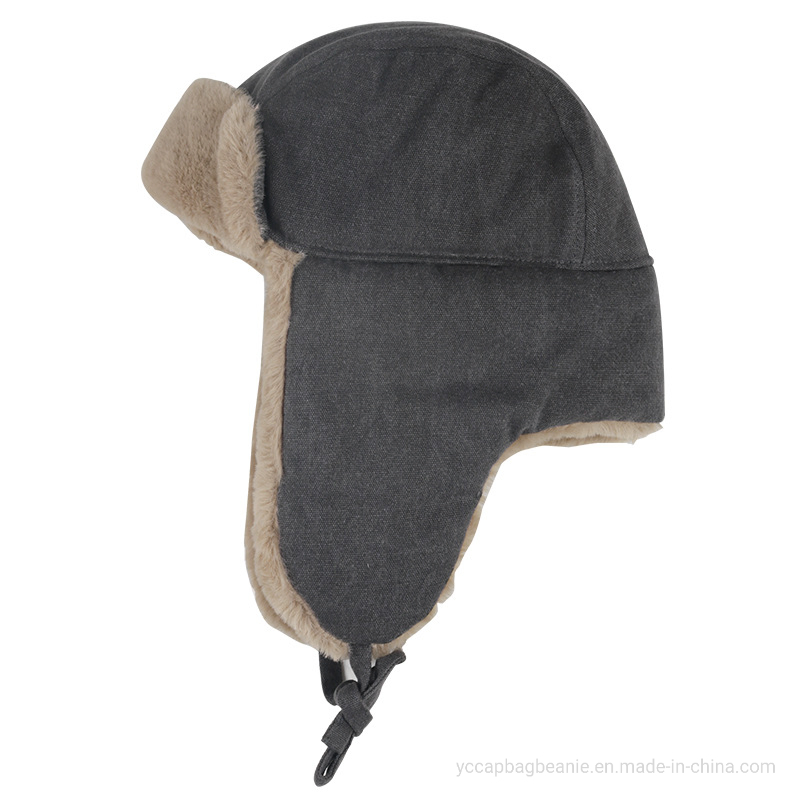 Sombrero de Invierno para Hombre con Logotipo Personalizado de Piel de Trampero de Cuero de Invierno Divertido Para Hombre
