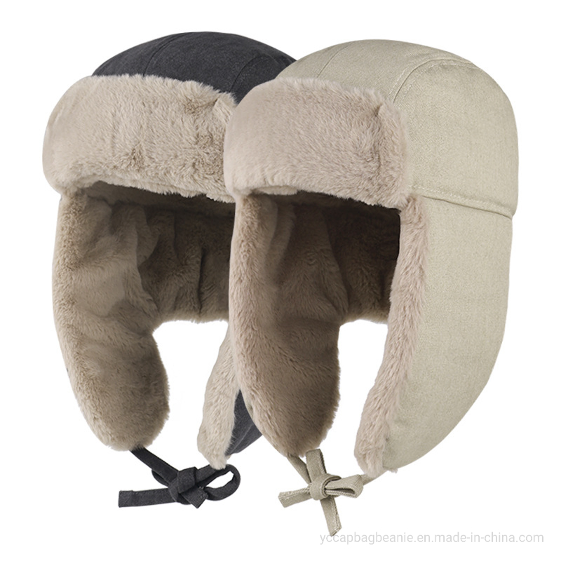 Sombrero de Invierno para Hombre con Logotipo Personalizado de Piel de Trampero de Cuero de Invierno Divertido Para Hombre