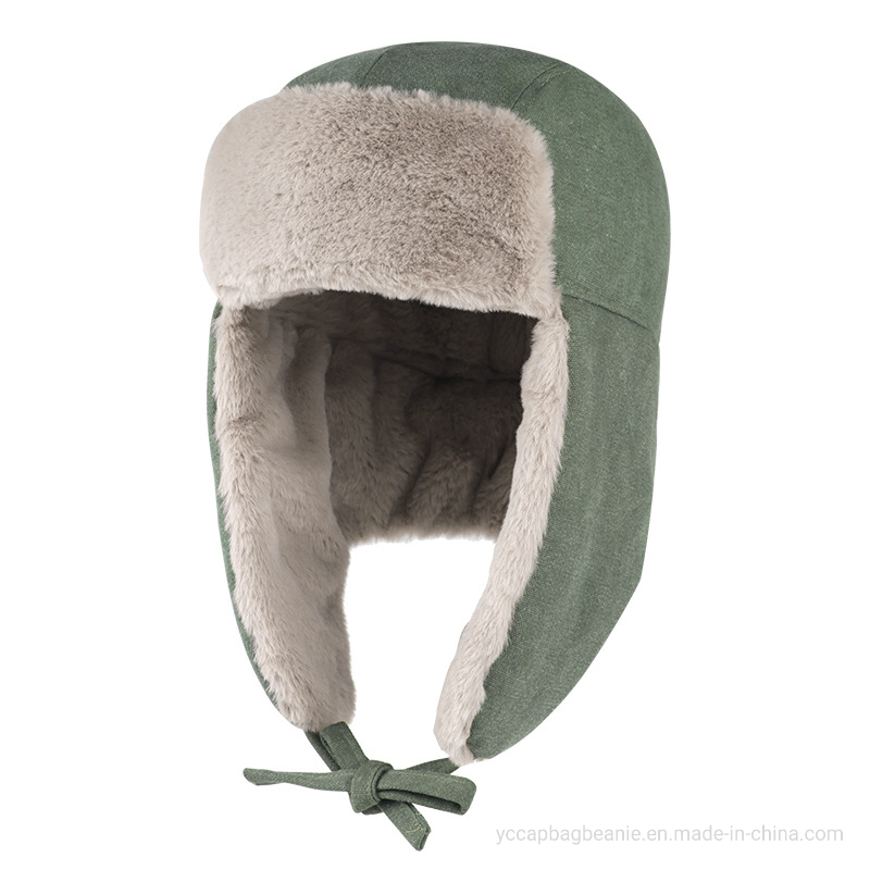 Sombrero de Invierno para Hombre con Logotipo Personalizado de Piel de Trampero de Cuero de Invierno Divertido Para Hombre