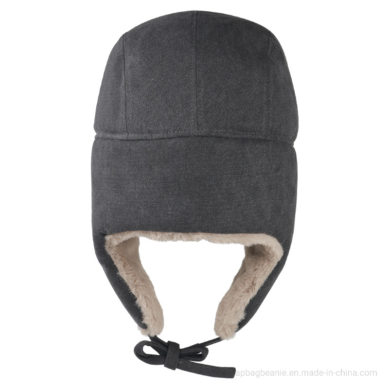 Sombrero de Invierno para Hombre con Logotipo Personalizado de Piel de Trampero de Cuero de Invierno Divertido Para Hombre