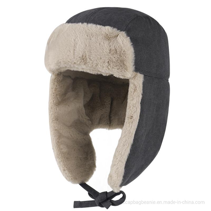 Sombrero de Invierno para Hombre con Logotipo Personalizado de Piel de Trampero de Cuero de Invierno Divertido Para Hombre