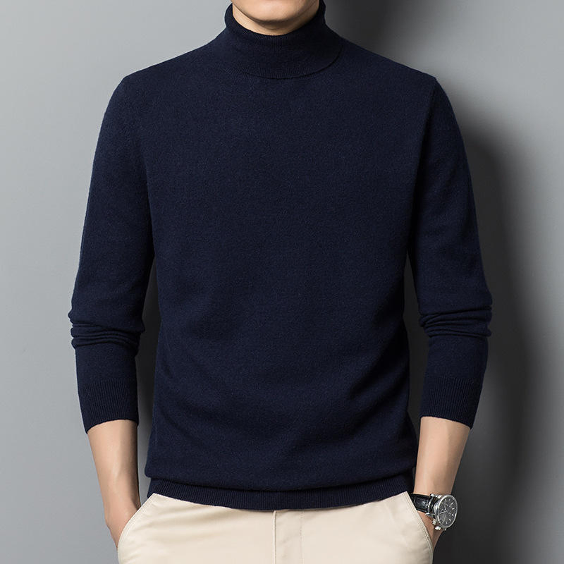 Suéter de Punto Personalizado Moda Invierno Cálido Color Sólido Cuello Redondo Jersey de Lana Suéteres de Punto para Hombre