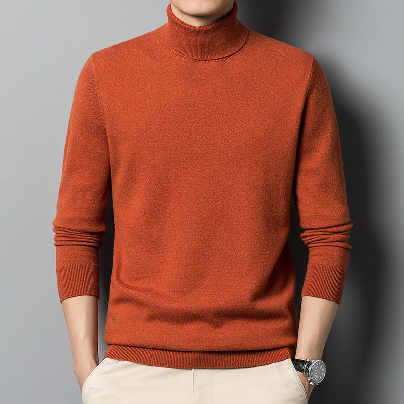 Suéter de Punto Personalizado Moda Invierno Cálido Color Sólido Cuello Redondo Jersey de Lana Suéteres de Punto para Hombre