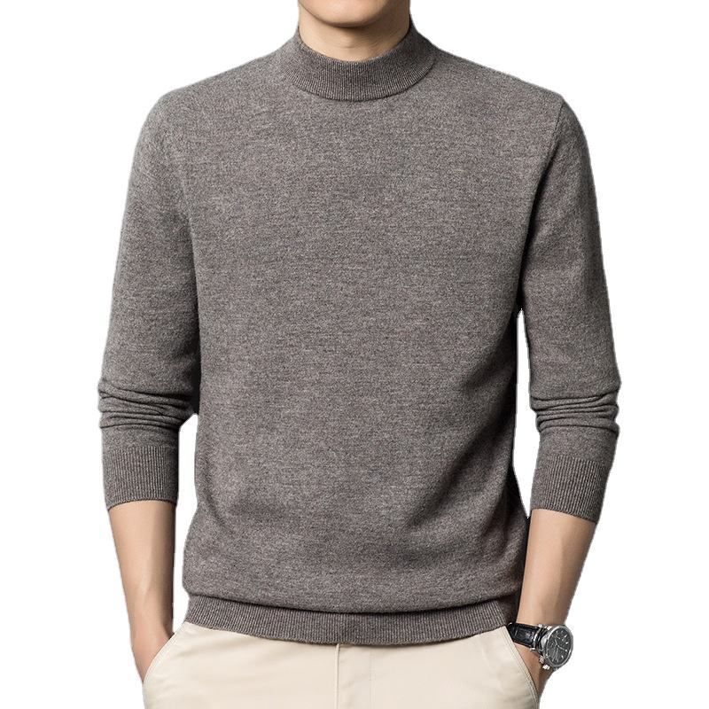 Suéter de Punto Personalizado Moda Invierno Cálido Color Sólido Cuello Redondo Jersey de Lana Suéteres de Punto para Hombre