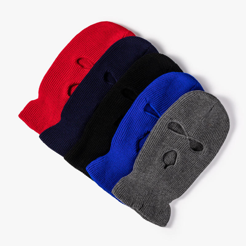 Sombreros de Invierno Bordados con Logotipo Personalizado, Sombreros de Punto de Cara Completa, Pasamontañas Cálido Personalizado con 3 Agujeros para Hombre