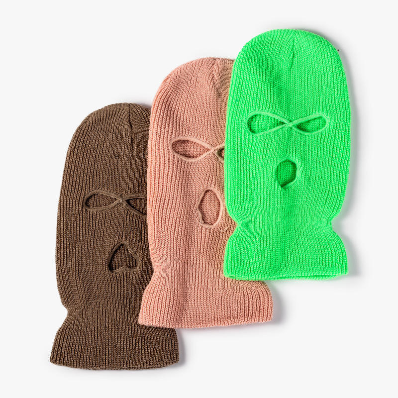 Sombreros de Invierno Bordados con Logotipo Personalizado, Sombreros de Punto de Cara Completa, Pasamontañas Cálido Personalizado con 3 Agujeros para Hombre
