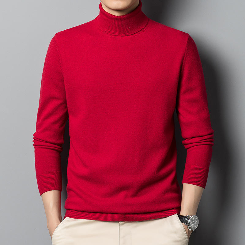 Suéter de Punto Personalizado Moda Invierno Cálido Color Sólido Cuello Redondo Jersey de Lana Suéteres de Punto para Hombre