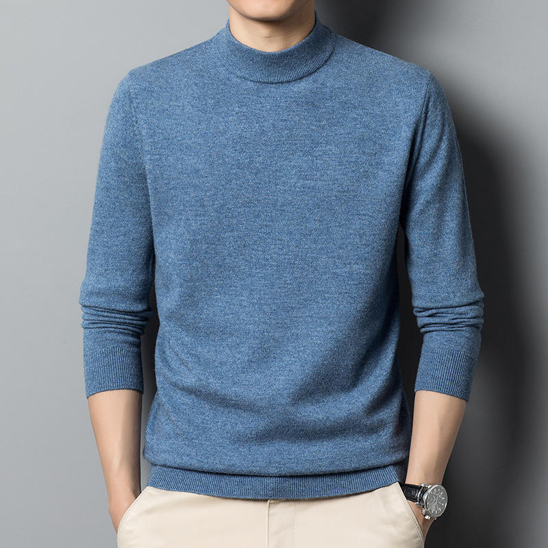 Suéter de Punto Personalizado Moda Invierno Cálido Color Sólido Cuello Redondo Jersey de Lana Suéteres de Punto para Hombre