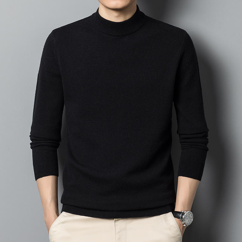 Suéter de Punto Personalizado Moda Invierno Cálido Color Sólido Cuello Redondo Jersey de Lana Suéteres de Punto para Hombre