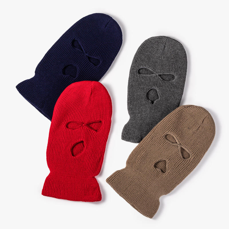 Sombreros de Invierno Bordados con Logotipo Personalizado, Sombreros de Punto de Cara Completa, Pasamontañas Cálido Personalizado con 3 Agujeros para Hombre