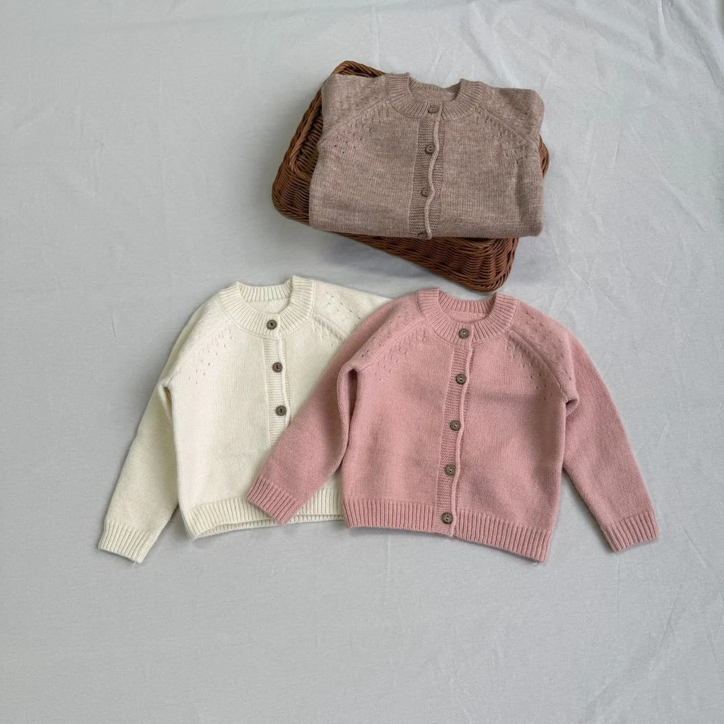 Chaqueta de suéter de punto de lana con Cuello redondo Informal para Niños de moda&prime;s