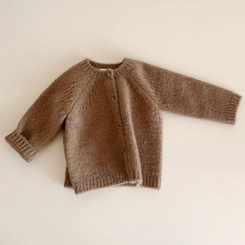 Chaqueta de suéter de punto de lana con Cuello redondo Informal para Niños de moda&prime;s