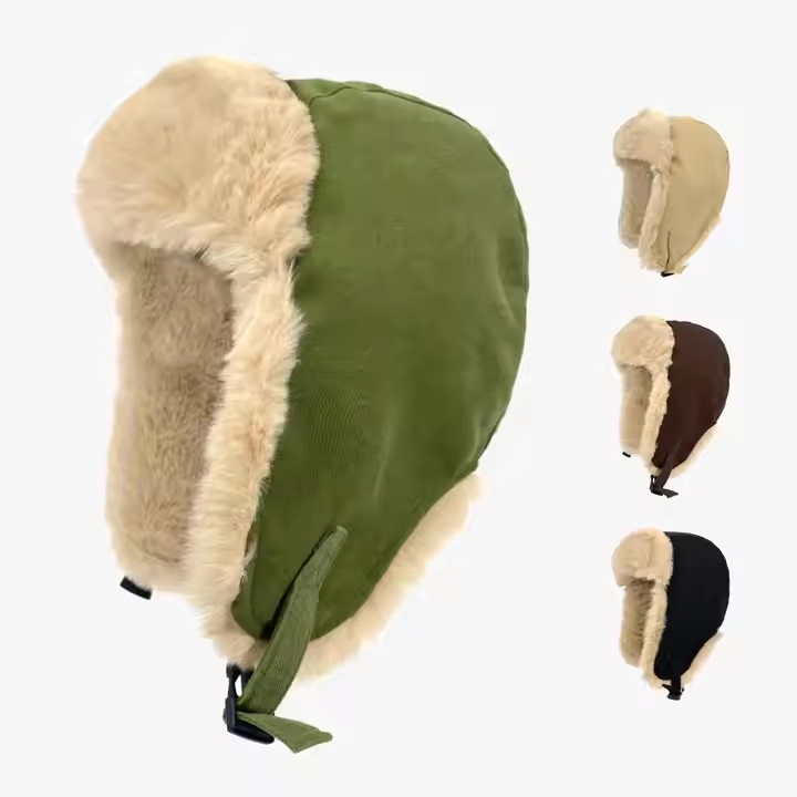 Gorros de tela a Cuadros de Lana con Solapa de Oreja de Moda Para Ciclismo de Invierno al por Mayor