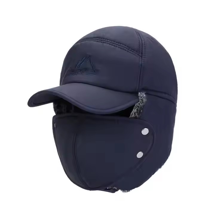 Orejeras Engrosadas de Invierno para Hombre, Sombrero de Cazador, Aviador, Esquí, Sombrero de Piel Sintética con Cubierta Facial