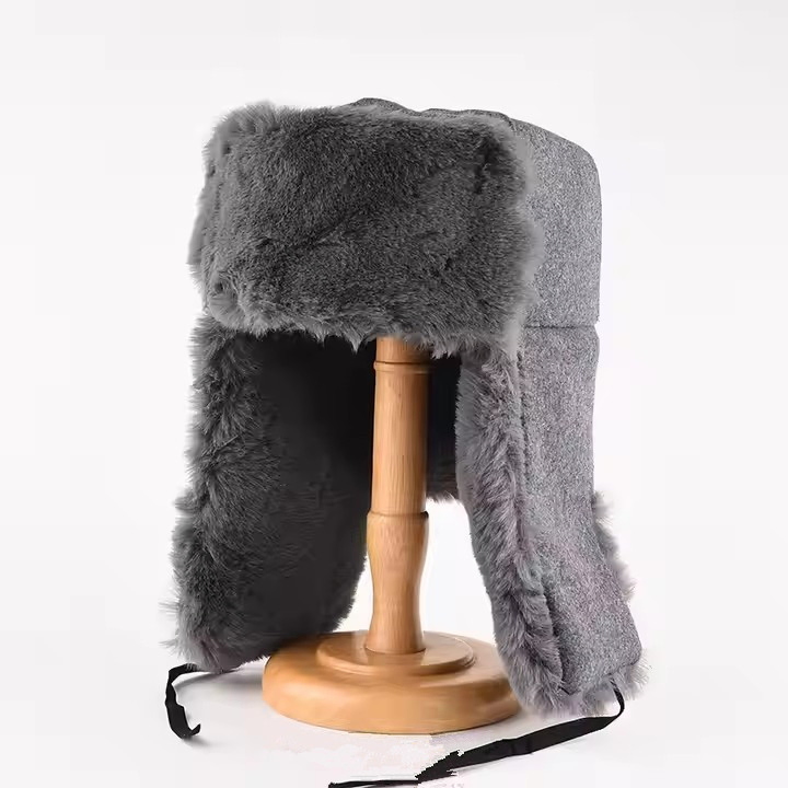 Sombrero de Aviador de Algodón Locomotor Plano Grueso Y Cálido de Invierno para Hombre, Orejeras Rusas, Sombrero de Cazador de Invierno