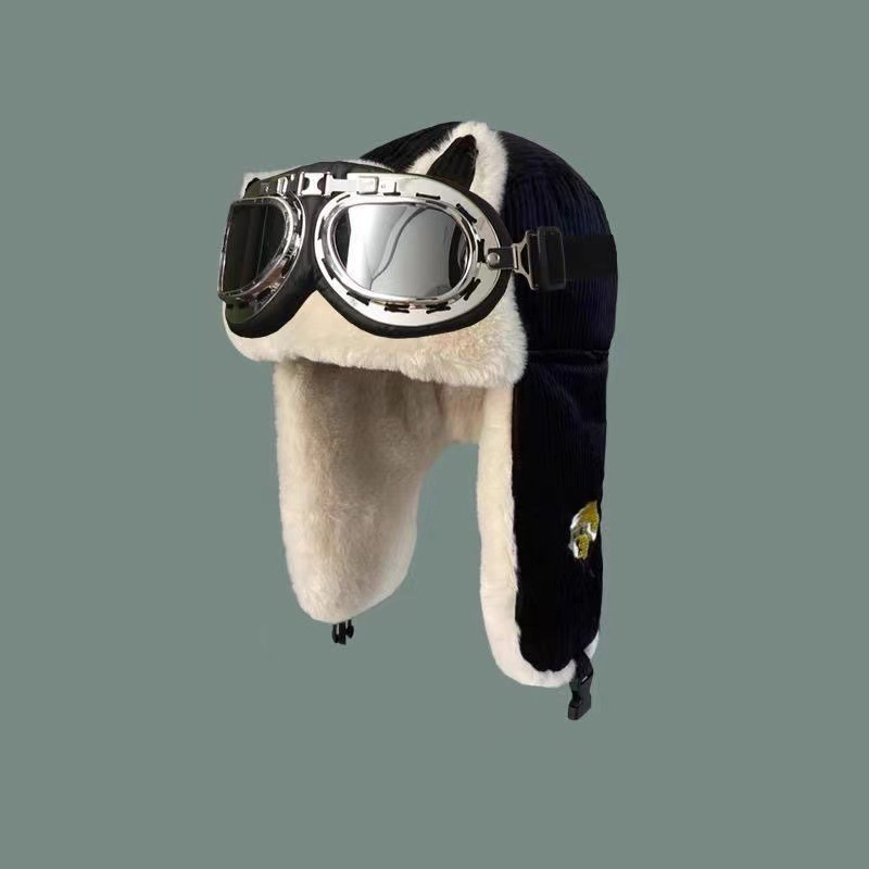 Gorra de Cazador Unisex Slouchy Grunge Huntsman Sombreros Piloto Gorro de Piel Sintética Manguito