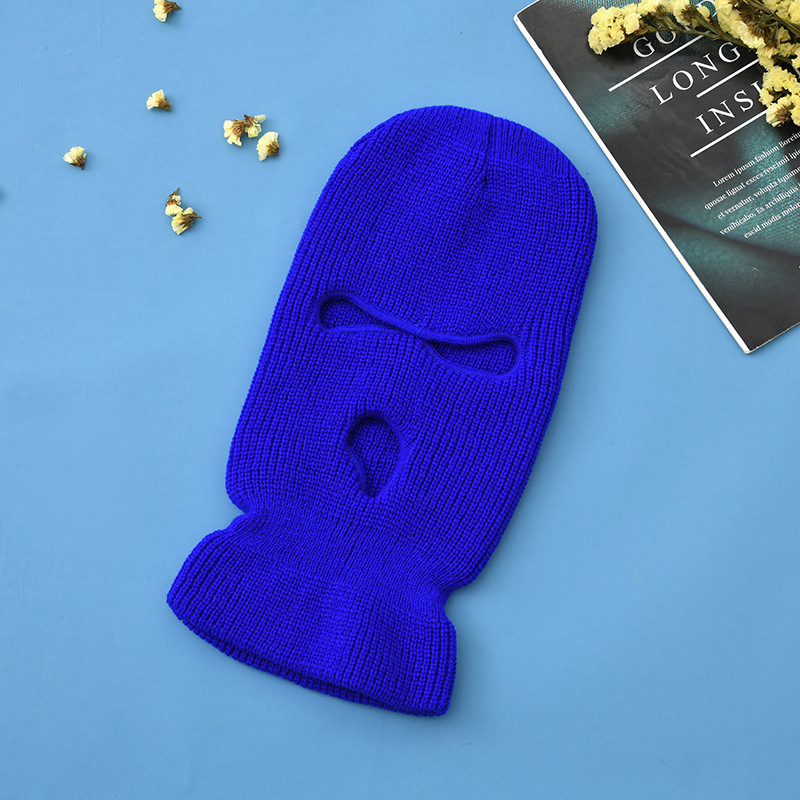 Máscara de Pasamontañas de Máscara de Esquí de Cara Completa de 3 Orificios de Punto de Diseño Personalizado con Logotipo Bordado