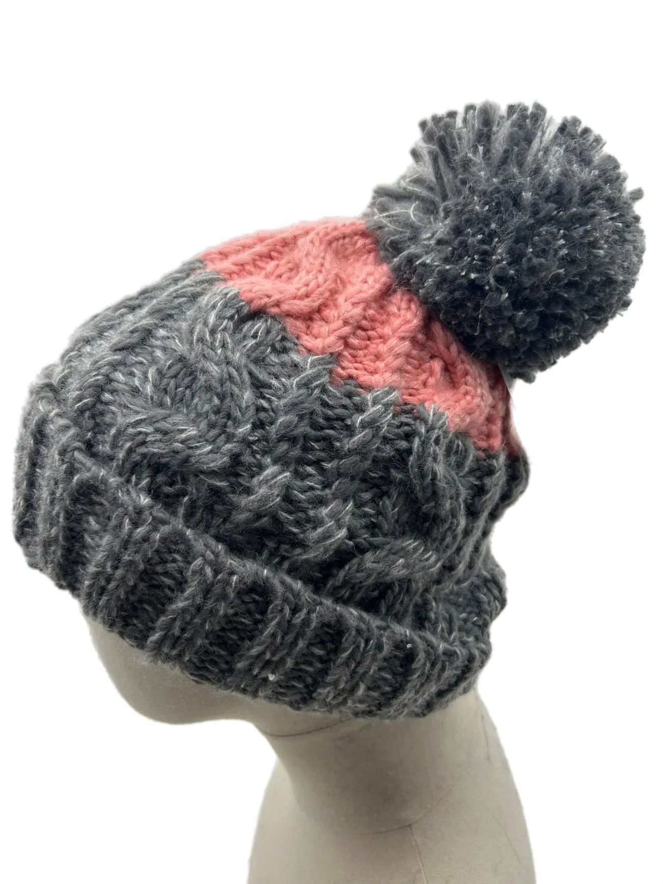 Gorra de punto de dos colores para mujer con estilo y#39; s con POMPONES de moda