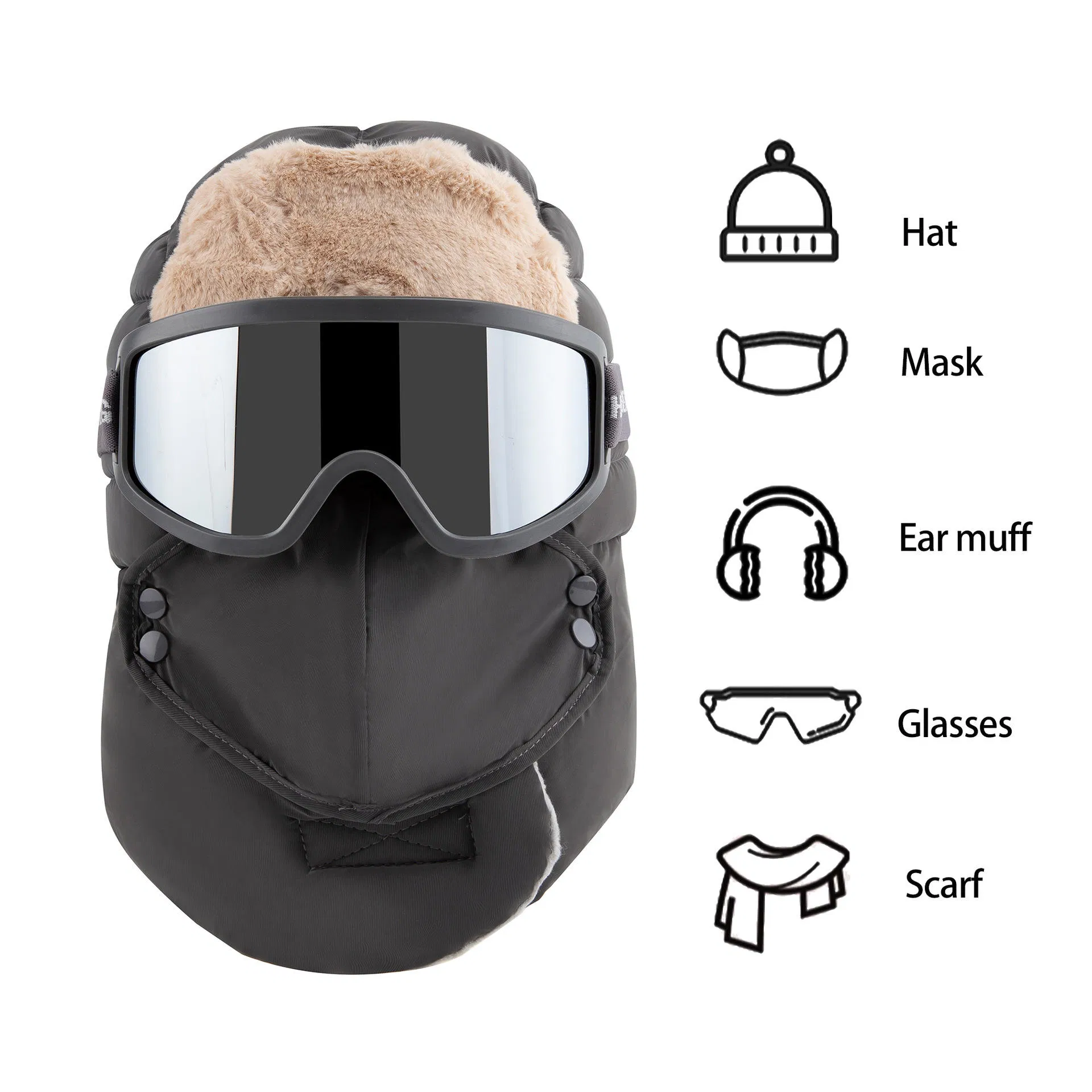 Nuevo Gorro de Esquí Grueso y Cálido con Protección para los Oídos, Carácter a Prueba de Frío, Resistente al Viento, Hombres, Mujeres, Adultos y#39;Gafas para exteriores Inspiradas en Lei