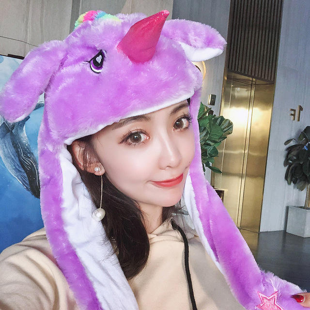 Gorro de Conejito de Peluche con Luz LED y Orejas Móviles