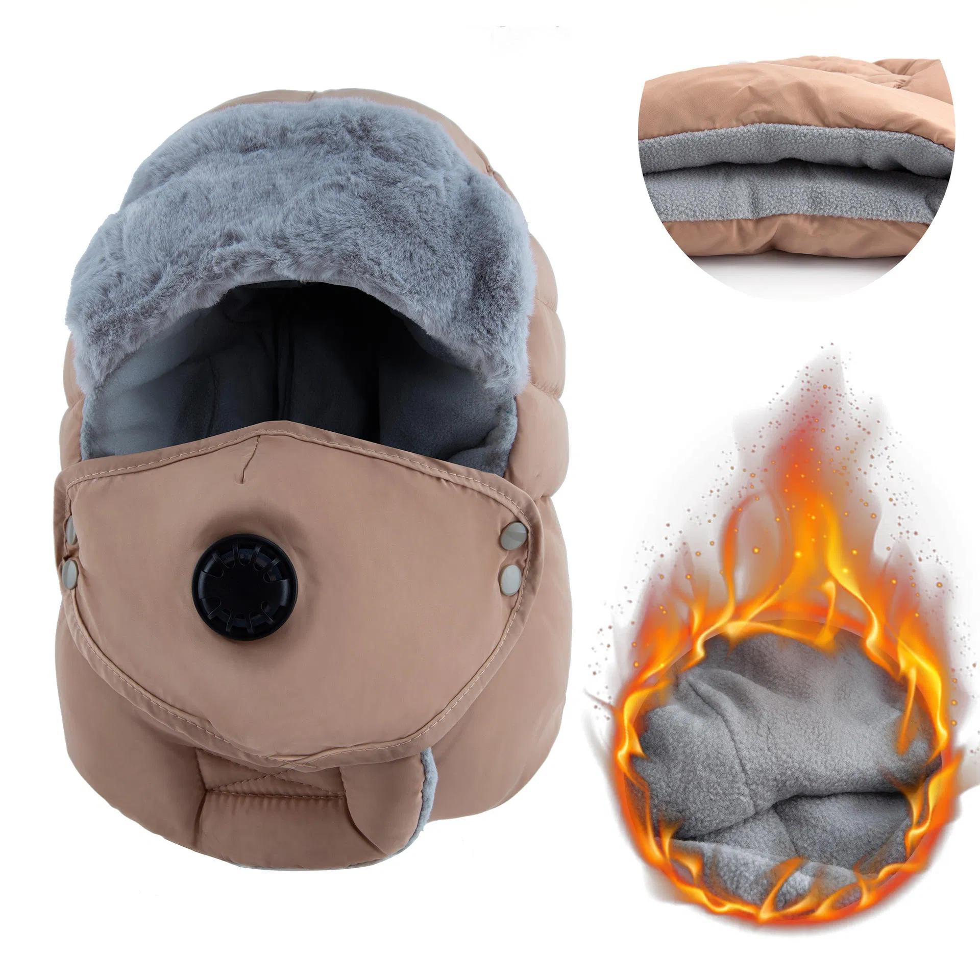 Gorro Térmico Cálido de Invierno, Forro Polar de Piel Térmica, Sombreros Rusos Ushanka, Máscara, Orejera, Esquí de Nieve, Gorro de Cazador Calentado