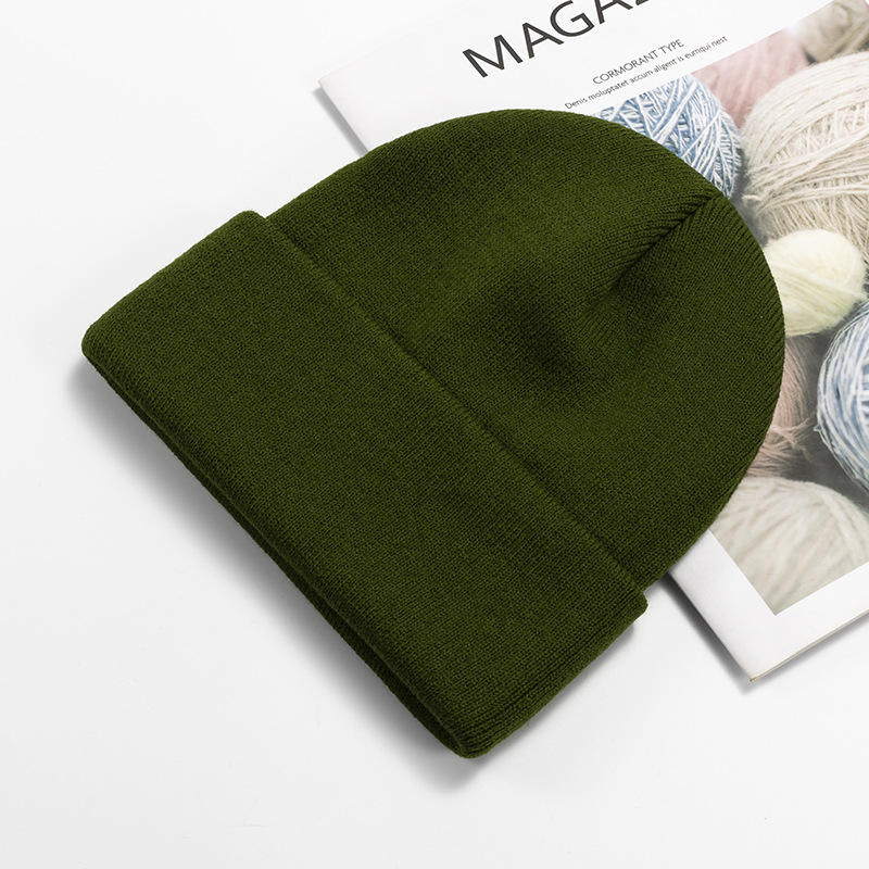 Gorro de punto Cálido de Invierno de Color Sólido con Logotipo Bordado de Moda Personalizado