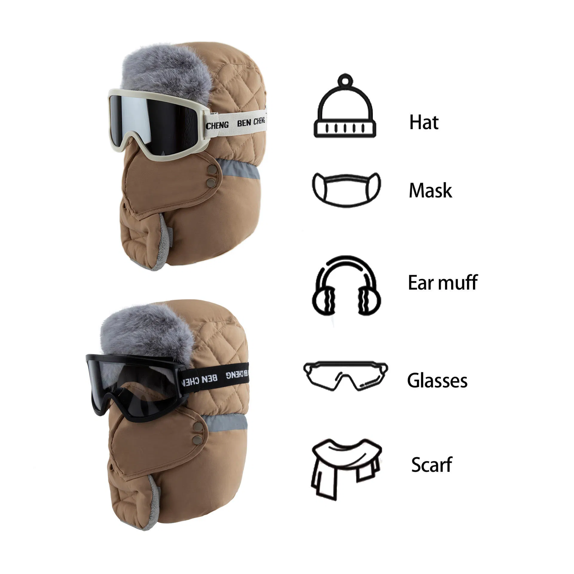 Conjunto de Máscara y Sombrero a Prueba de Viento de Invierno para Aventuras al Aire Libre