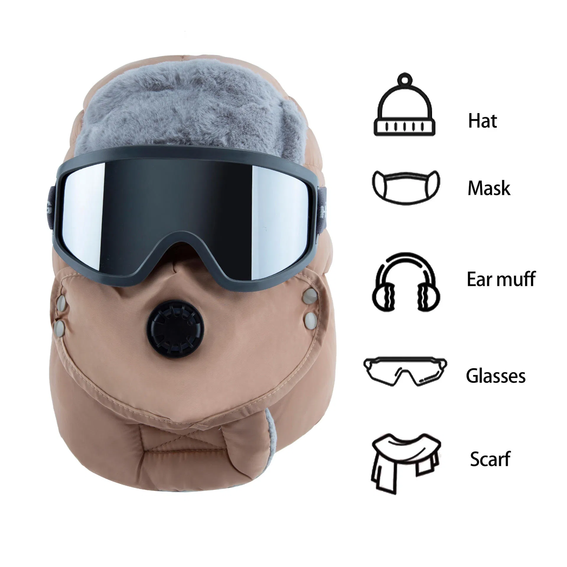 Gorro Térmico Cálido de Invierno, Forro Polar de Piel Térmica, Sombreros Rusos Ushanka, Máscara, Orejera, Esquí de Nieve, Gorro de Cazador Calentado