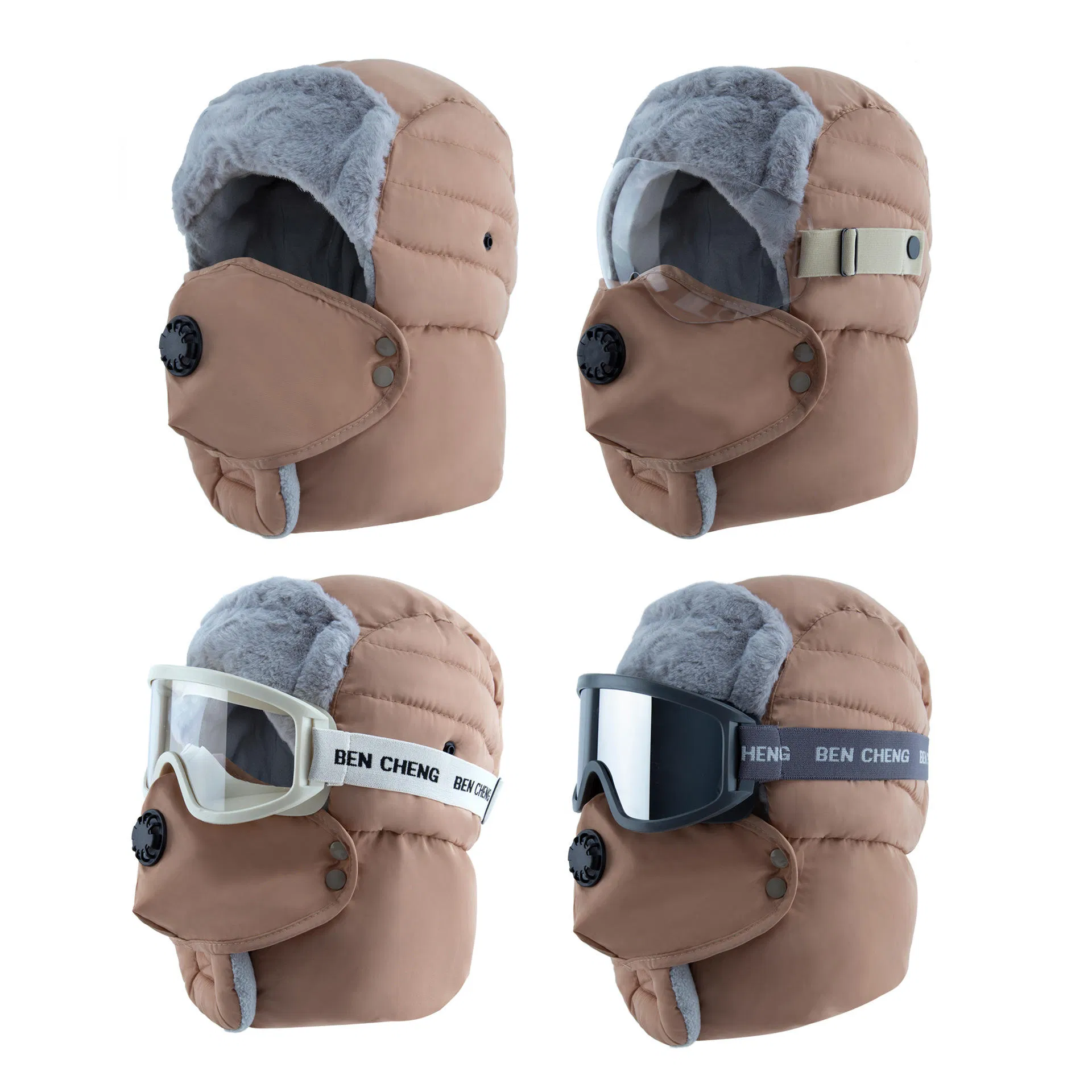 Gorro Térmico Cálido de Invierno, Forro Polar de Piel Térmica, Sombreros Rusos Ushanka, Máscara, Orejera, Esquí de Nieve, Gorro de Cazador Calentado