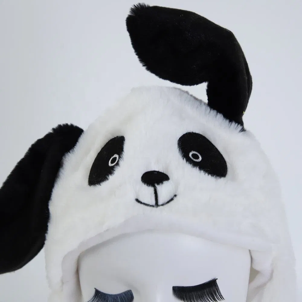 Sombreros de Invierno de Alta Calidad Gorra de Panda Bailando Sombreros de Orejas Móviles Sombrero de Conejo de Peluche Divertido para Niños