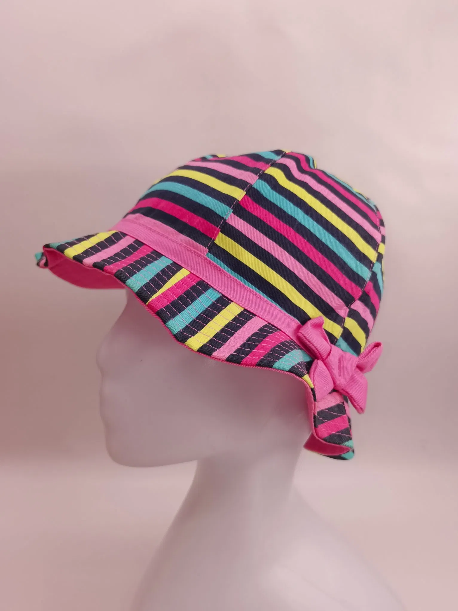 Gorra de Sol de Pesca con Cubo de Algodón a Rayas