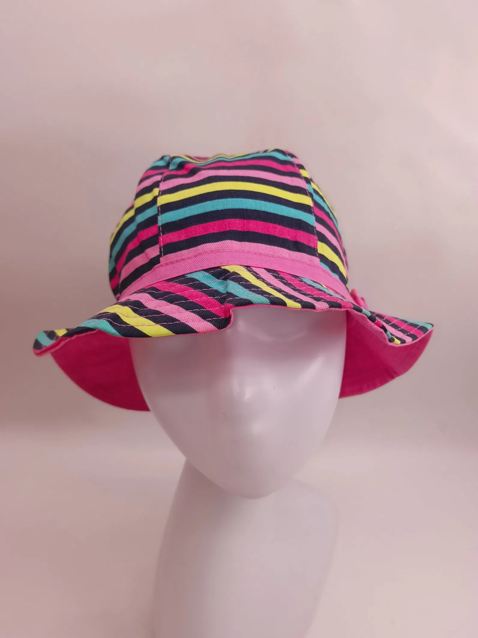 Gorra de Sol de Pesca con Cubo de Algodón a Rayas