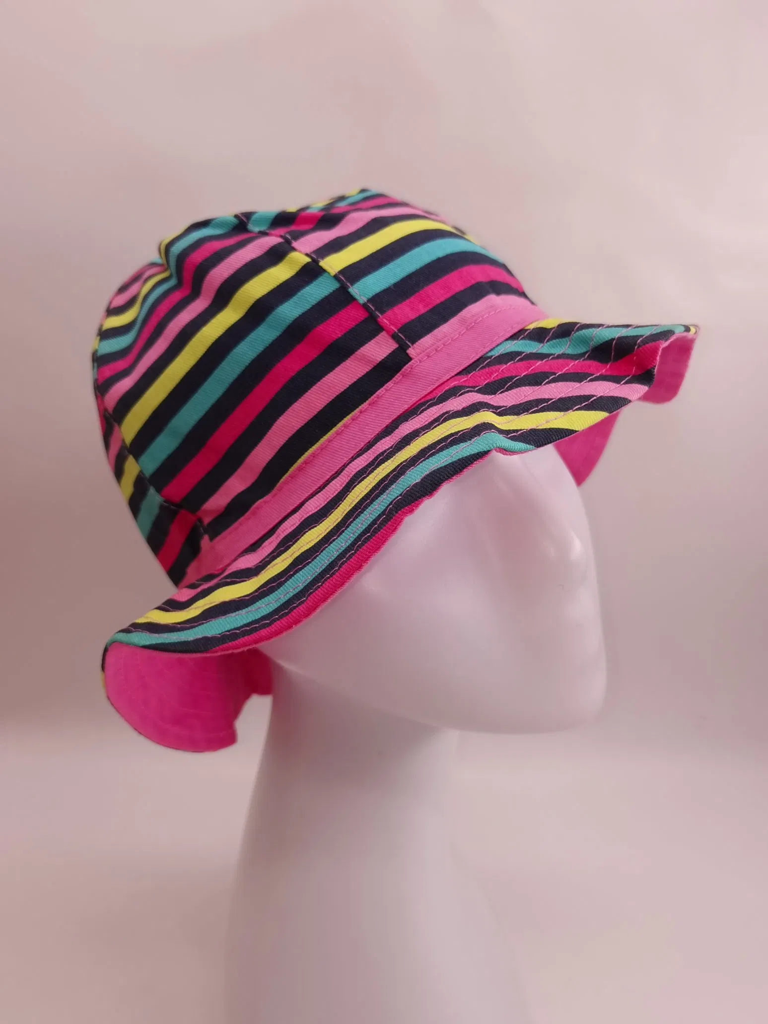 Gorra de Sol de Pesca con Cubo de Algodón a Rayas