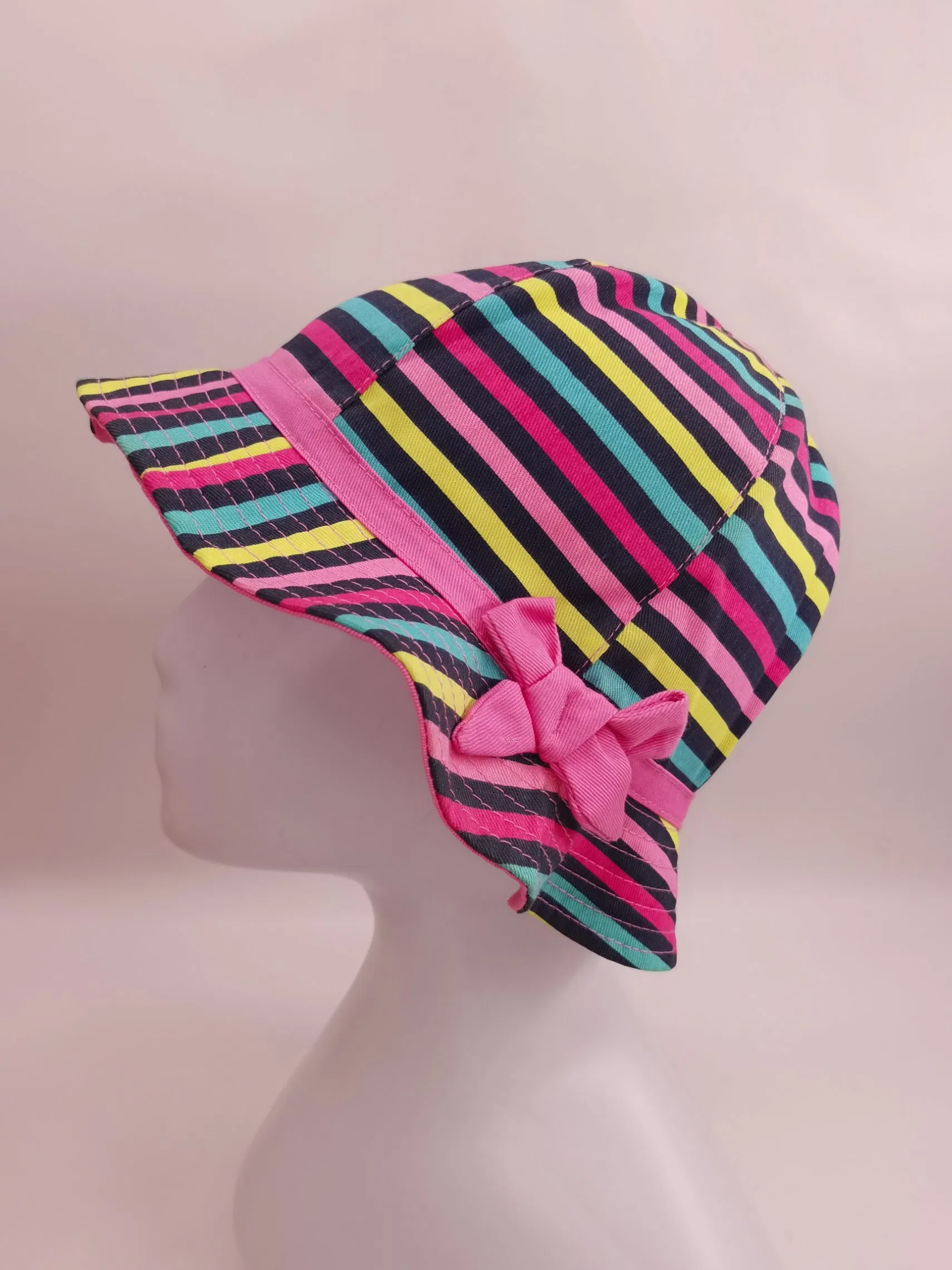 Gorra de Sol de Pesca con Cubo de Algodón a Rayas