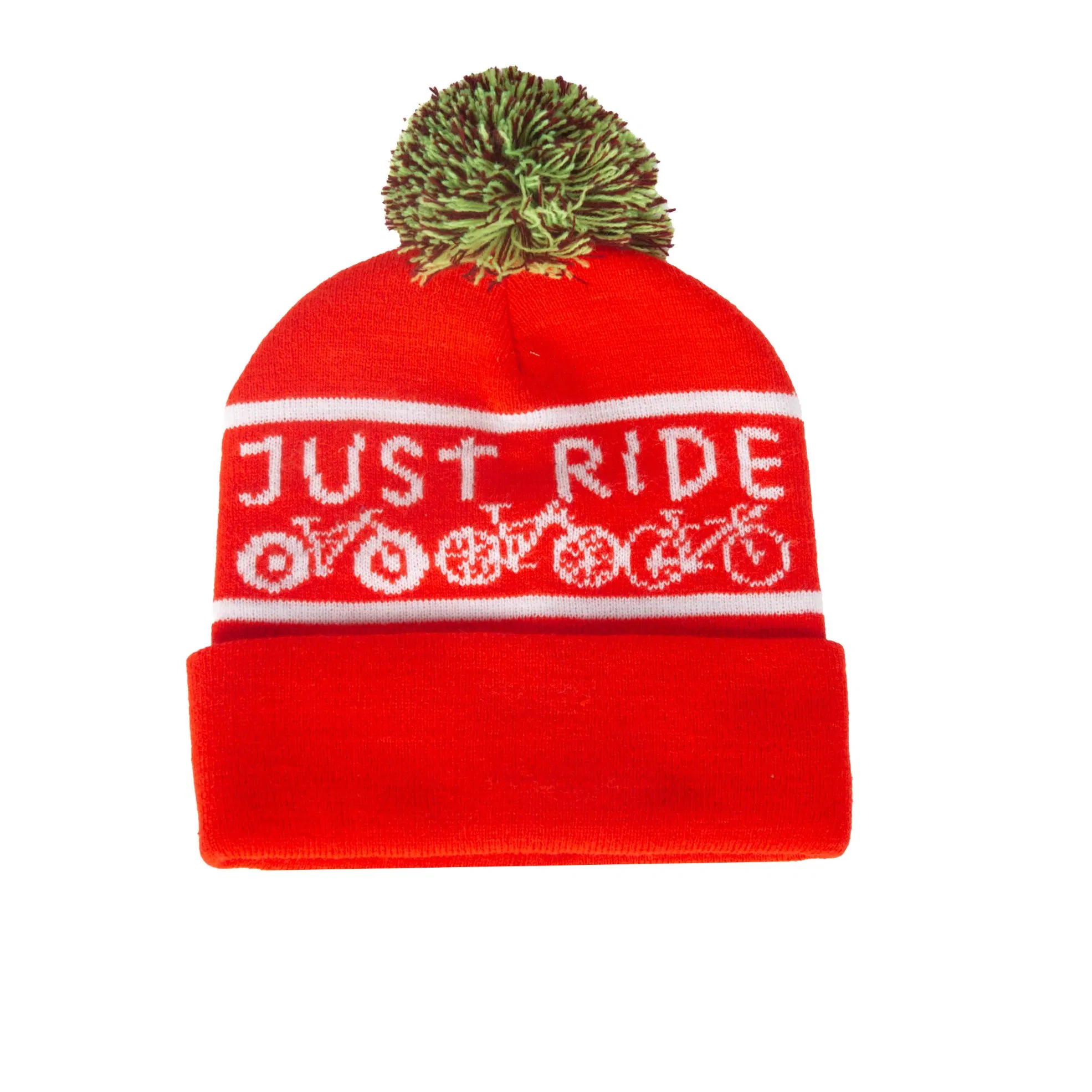 Gorro Naranja con Pompón Acrílico de Alta Calidad con Logotipo Jacquard OEM