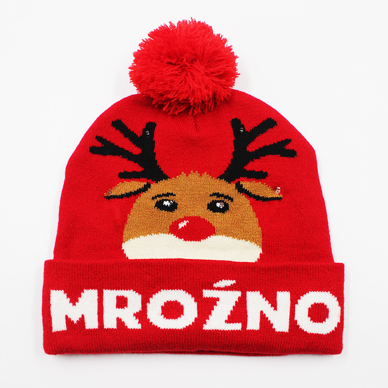 Gorro de Punto Navideño con Pompón LED 2025 para Regalo de Fiesta de Invierno