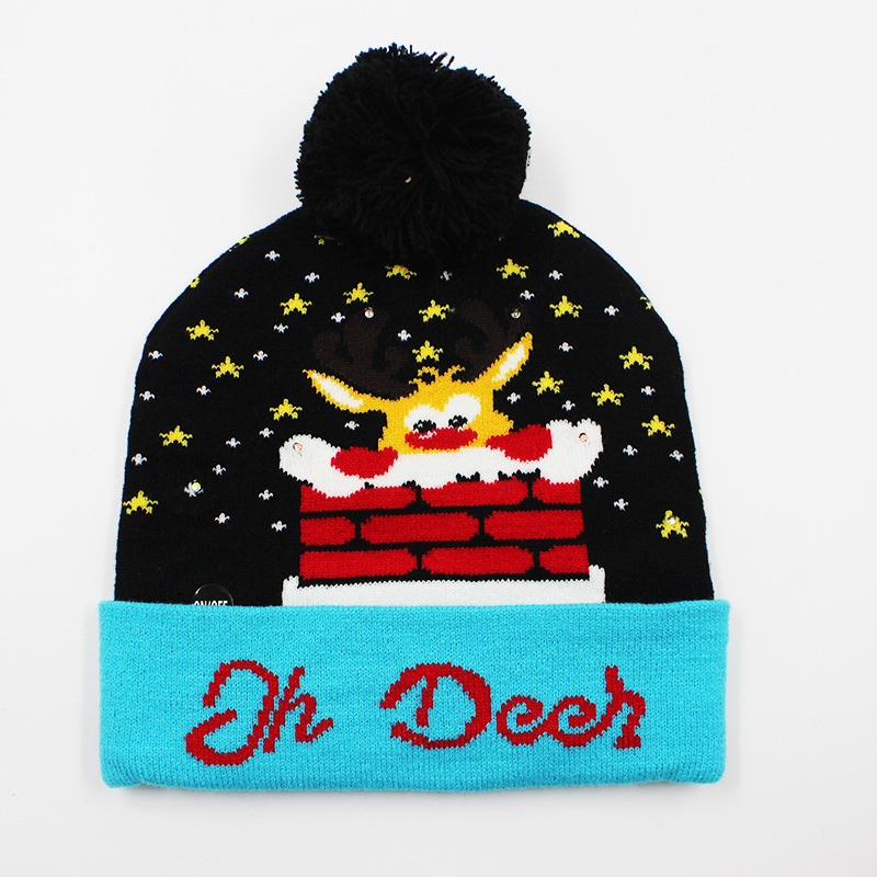 Gorro de Punto Navideño con Pompón LED 2025 para Regalo de Fiesta de Invierno