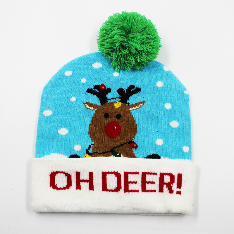 Gorro de Punto Navideño con Pompón LED 2025 para Regalo de Fiesta de Invierno
