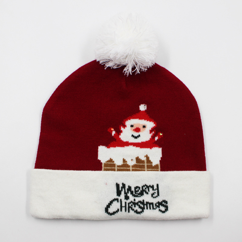 Gorro de Punto Navideño con Pompón LED 2025 para Regalo de Fiesta de Invierno