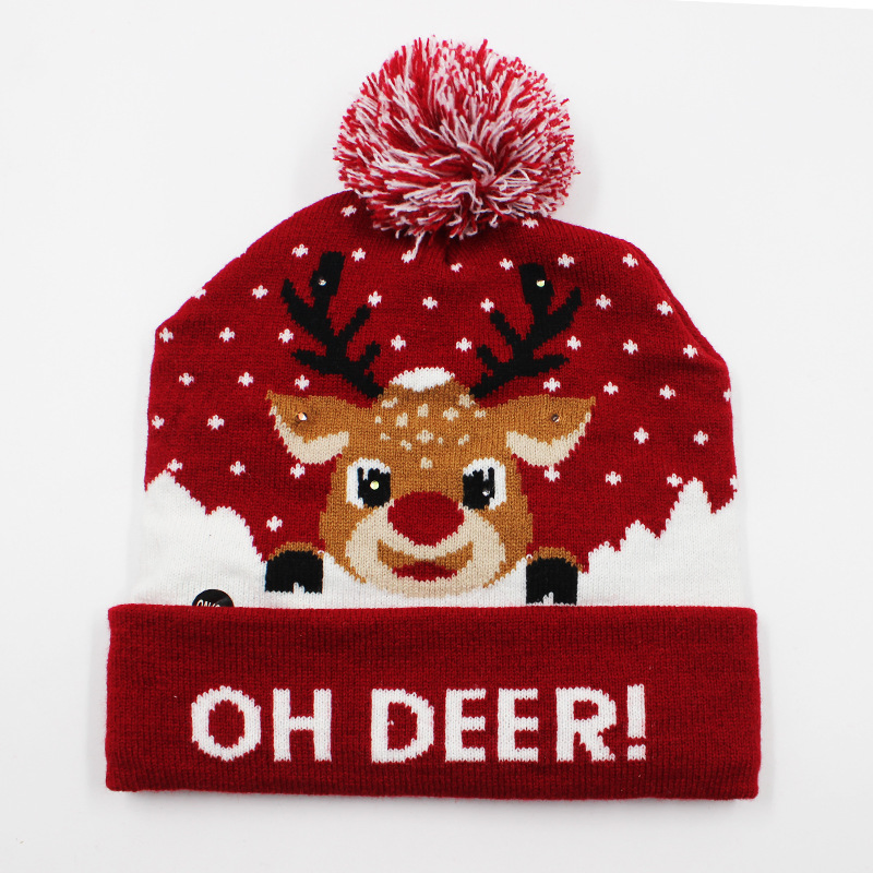 Gorro de Punto Navideño con Pompón LED 2025 para Regalo de Fiesta de Invierno