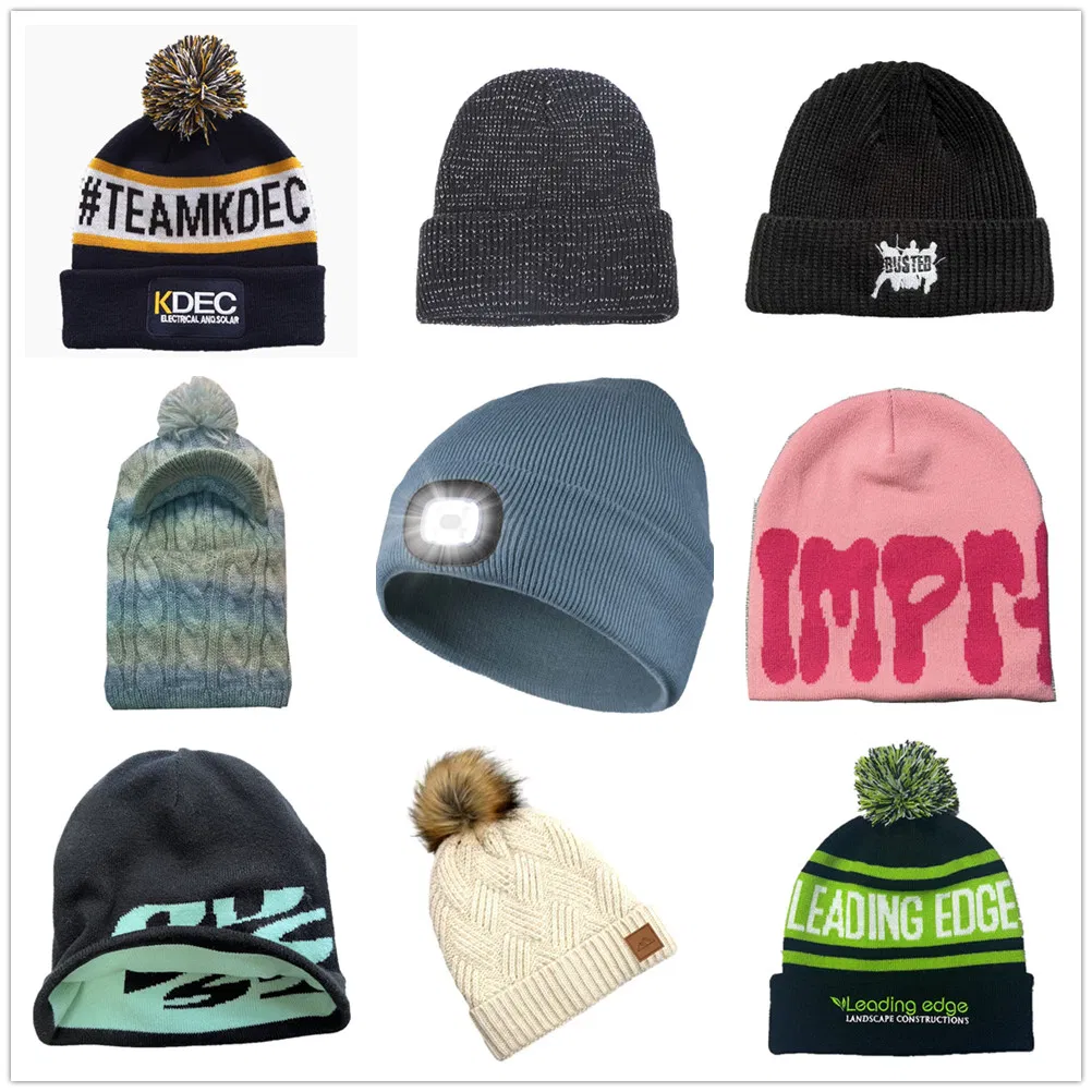 Gorro de Invierno de punto Acrílico Bordado con Logotipo Personalizado OEM de Fábrica de China