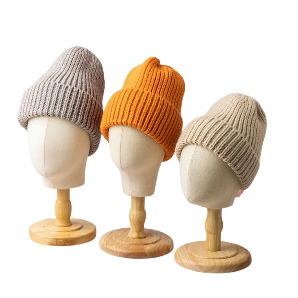Venta al por mayor Gorro de Cubo de Punto Grueso de Moda Clásica Gorro de Pashmina Acanalado Bordado Personalizado Cálido de Invierno para Viajes de Ocio al Aire Libre