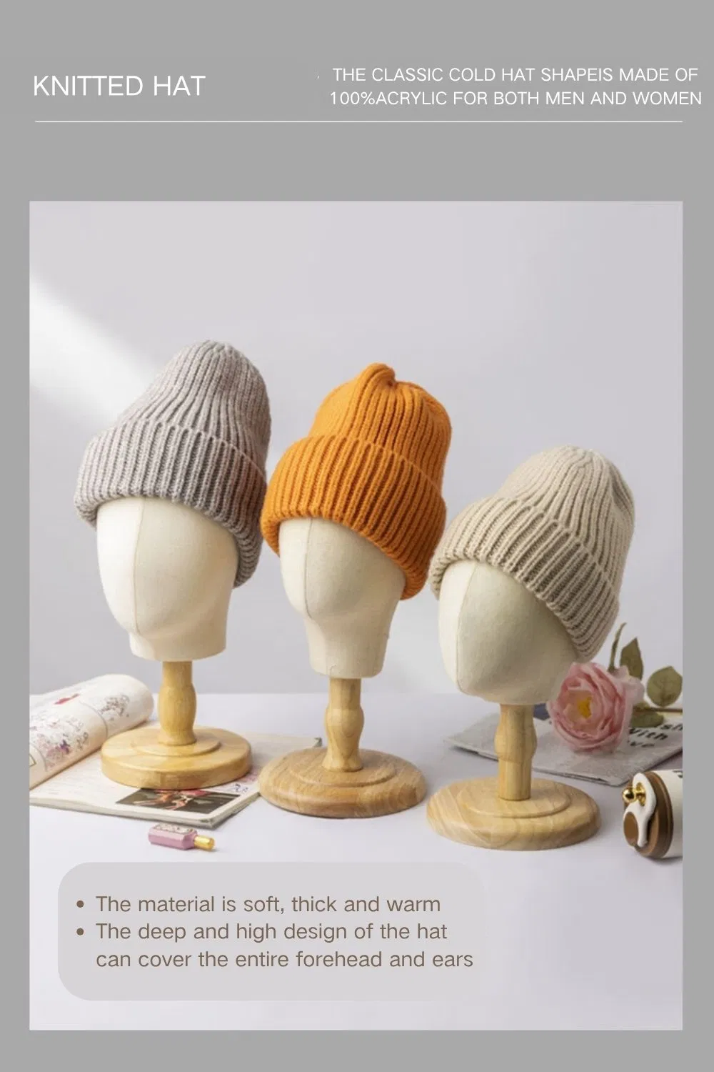 Venta al por mayor Gorro de Cubo de Punto Grueso de Moda Clásica Gorro de Pashmina Acanalado Bordado Personalizado Cálido de Invierno para Viajes de Ocio al Aire Libre