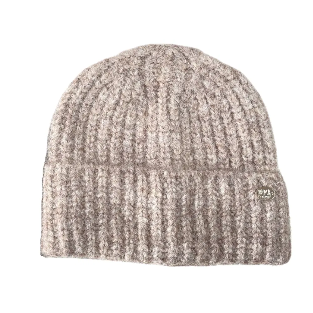 Gorro de Punto de Moda de Invierno Mezclado de Lana Gorro con Puños Estampados Cálidos