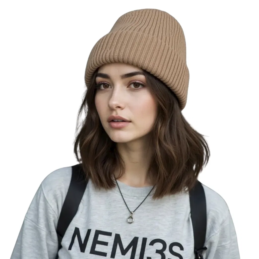 Venta al por mayor Gorro de Cubo de Punto Grueso de Moda Clásica Gorro de Pashmina Acanalado Bordado Personalizado Cálido de Invierno para Viajes de Ocio al Aire Libre